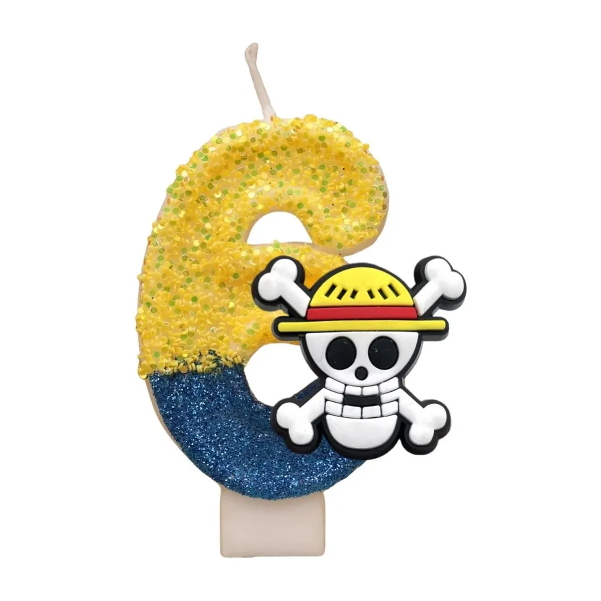 Velas de One Piece con números del 0 al 9 y Luffy – número 6